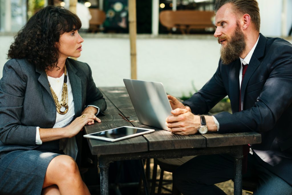 business people talk